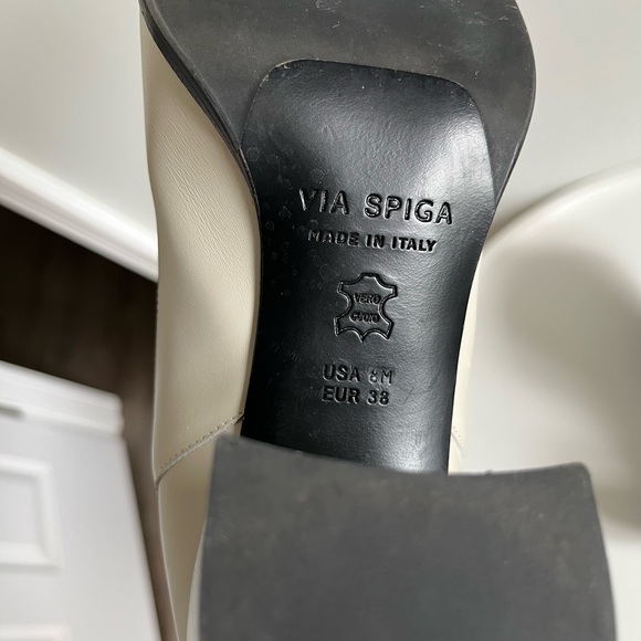 Via Spiga Delaney White Leather Square Toe Boots Size 8M - Picture 6 of 12